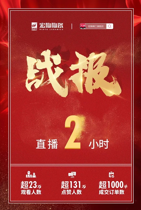 宏陶天貓直播間戰(zhàn)報(bào)